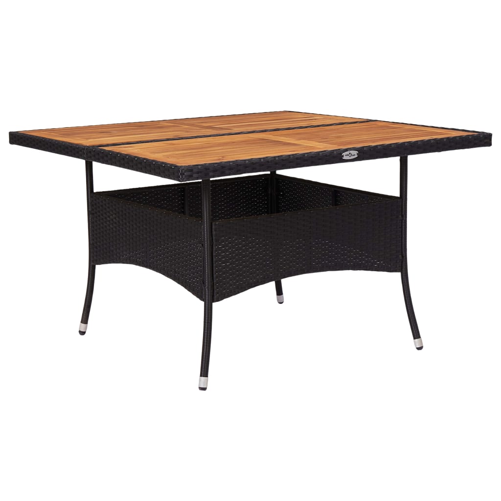 Vetonek Mesa de comedor de jardín ratán sintético madera acacia negra