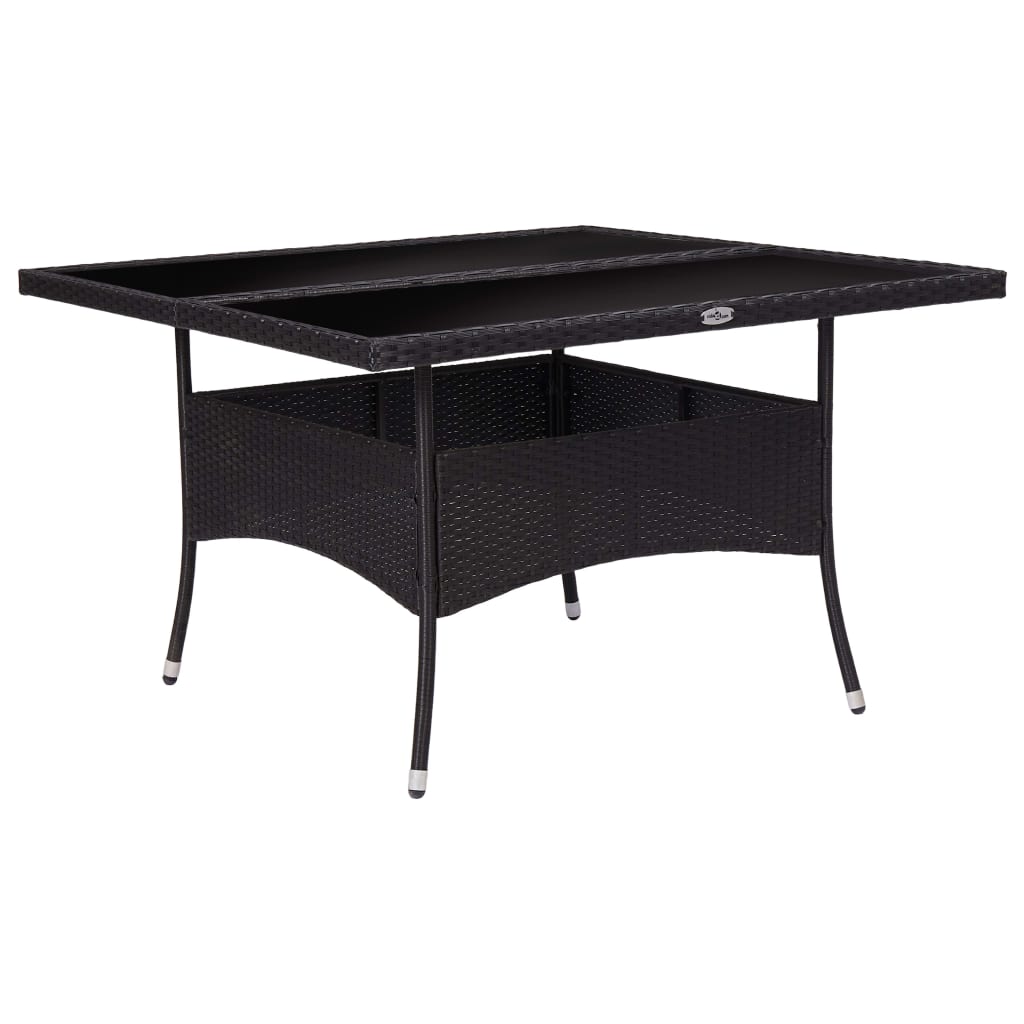 Vetonek Mesa de comedor de jardín ratán sintético y vidrio negro