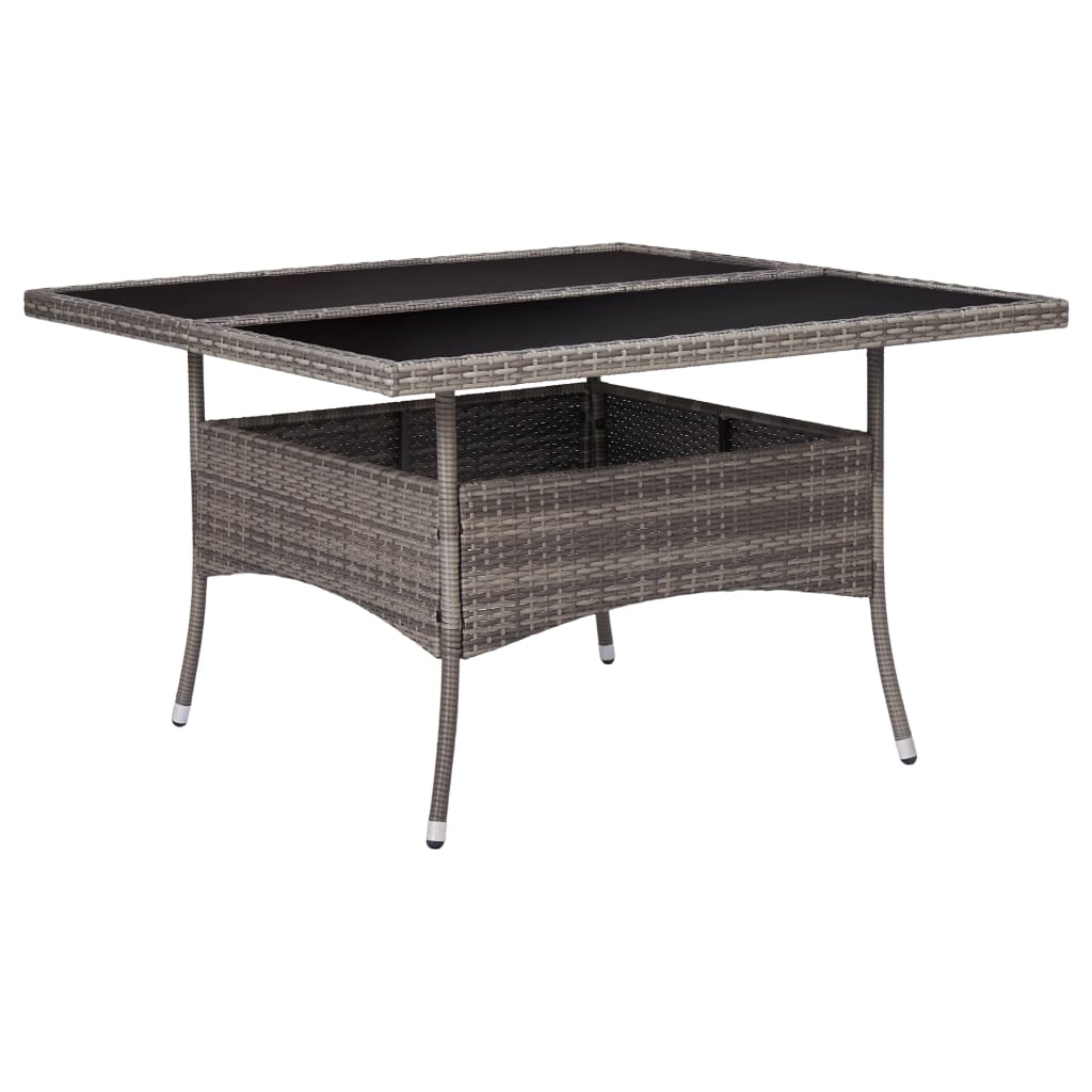 Vetonek Mesa de comedor de jardín ratán sintético y vidrio gris