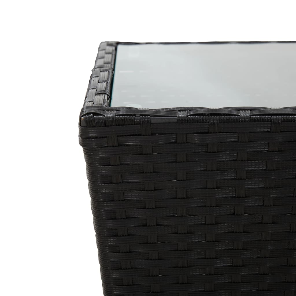 Mesa de centro ratán PE y vidrio templado negro 41,5x41,5x43 cm vidaXL