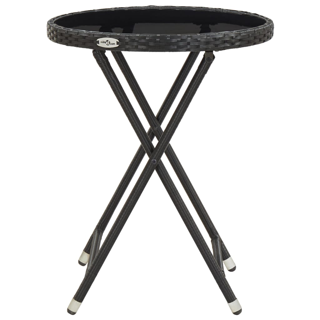 Synthetic Ratán Center Table and Black Tempered Glass 60 cm