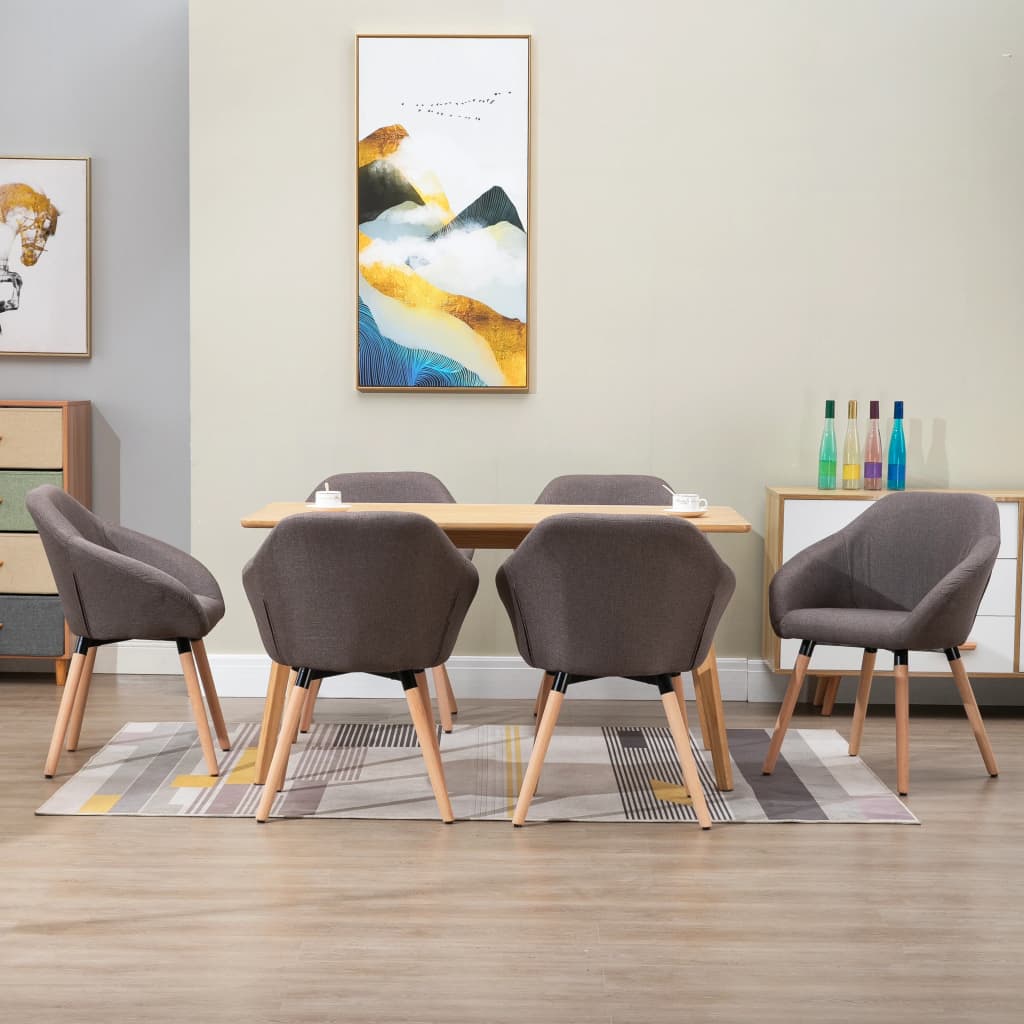 Vetonek Sillas de comedor 6 unidades de tela gris taupe