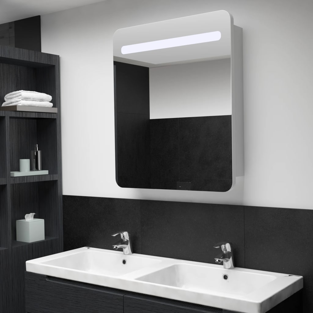 Vetonek Mueble de baño con espejo LED 68x9x80 cm