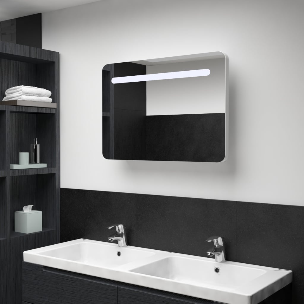 Vetonek Mueble de baño con espejo LED 80x9,5x55 cm  