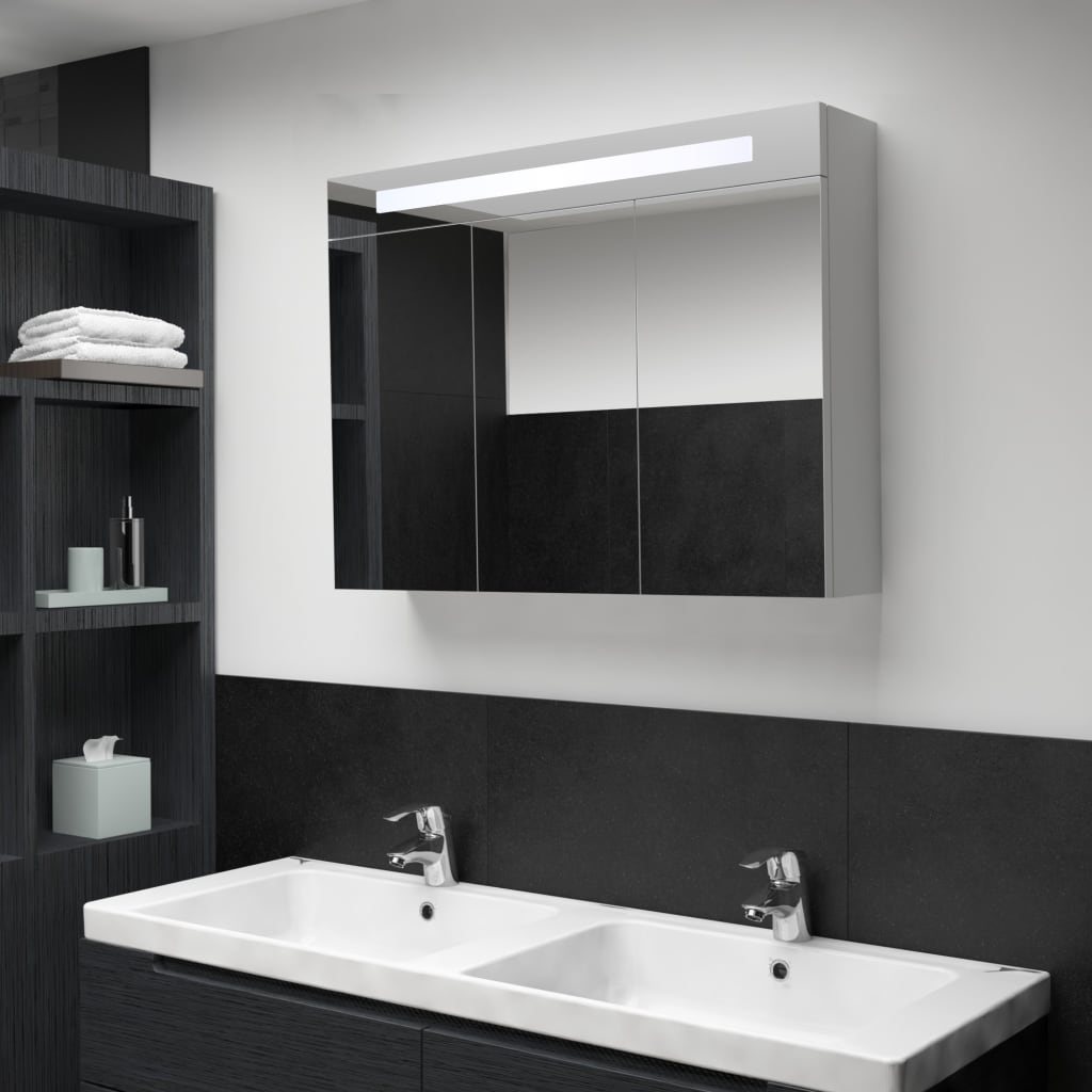 Vetonek Mueble de baño con espejo LED 88x13x62 cm