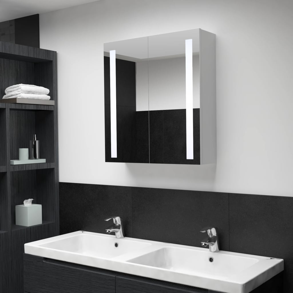 Vetonek Mueble de baño con espejo LED 60x14x62 cm