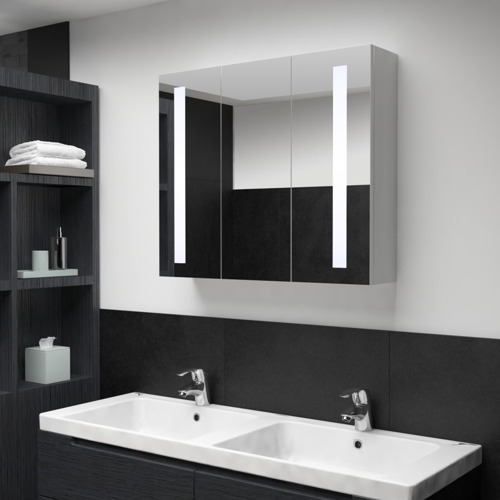 Vetonek Mueble de baño con espejo LED 89x14x62 cm