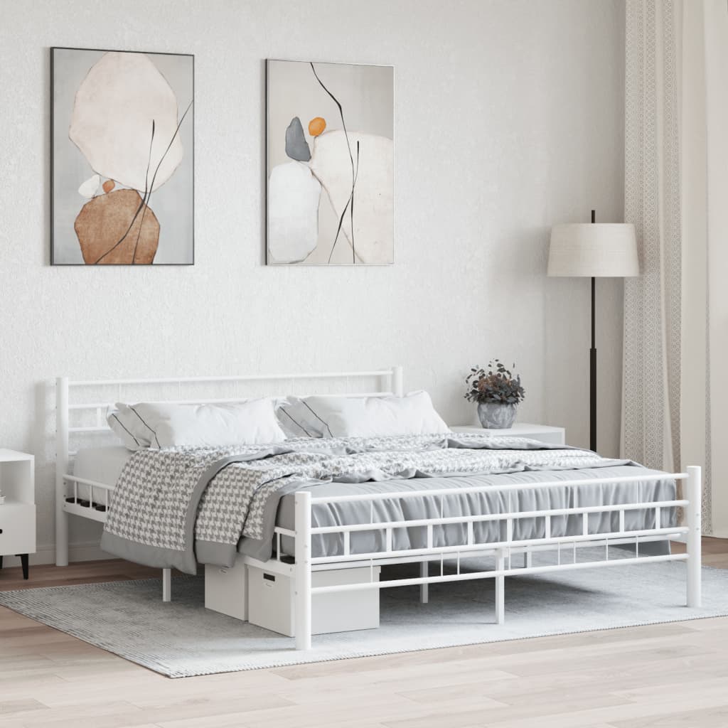 Vetonek Estructura cama con cabecero sin colchón metal blanco 160x200cm