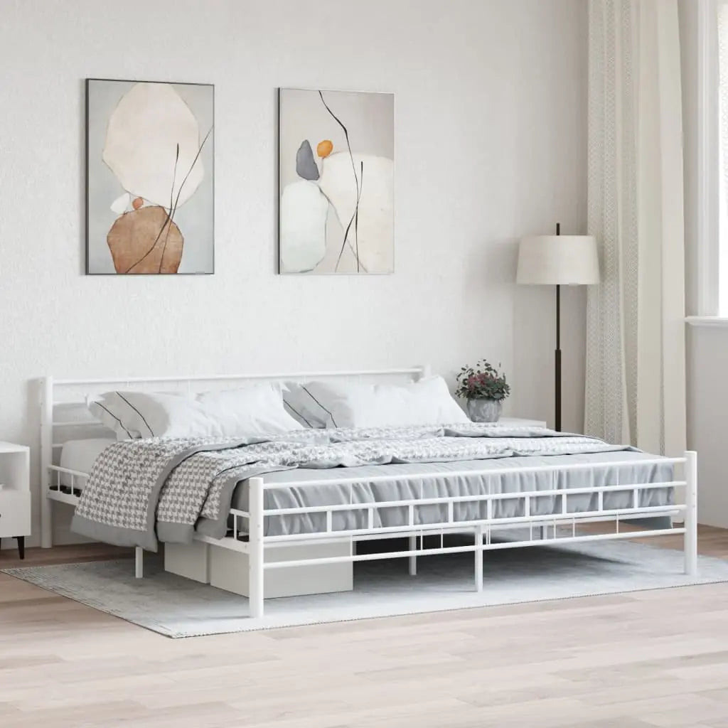 Vetonek Estructura de cama sin colchón metal blanco 200x200 cm