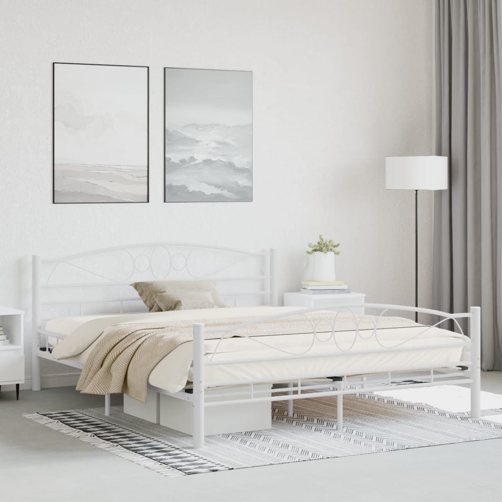 Vetonek Estructura cama con cabecero sin colchón metal blanco 160x200cm