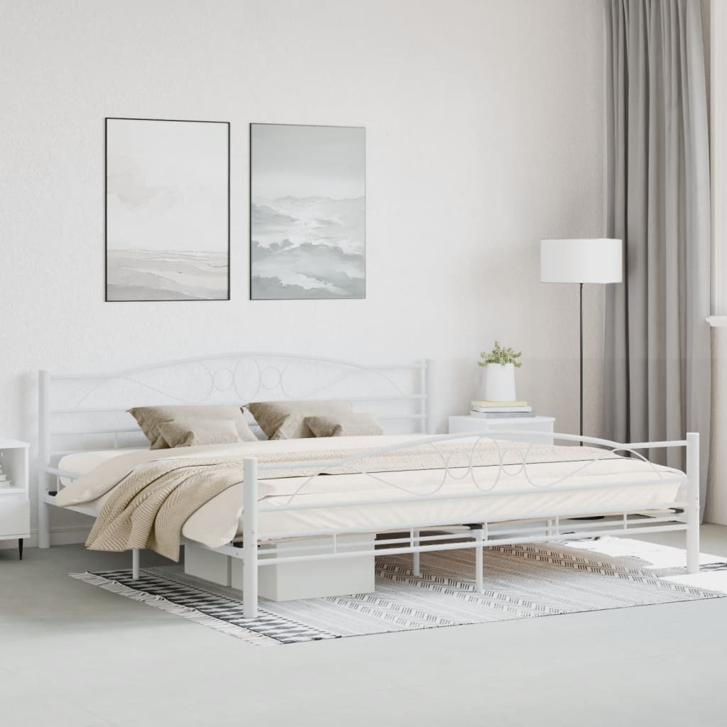 Vetonek Estructura de cama sin colchón metal blanco 200x200 cm