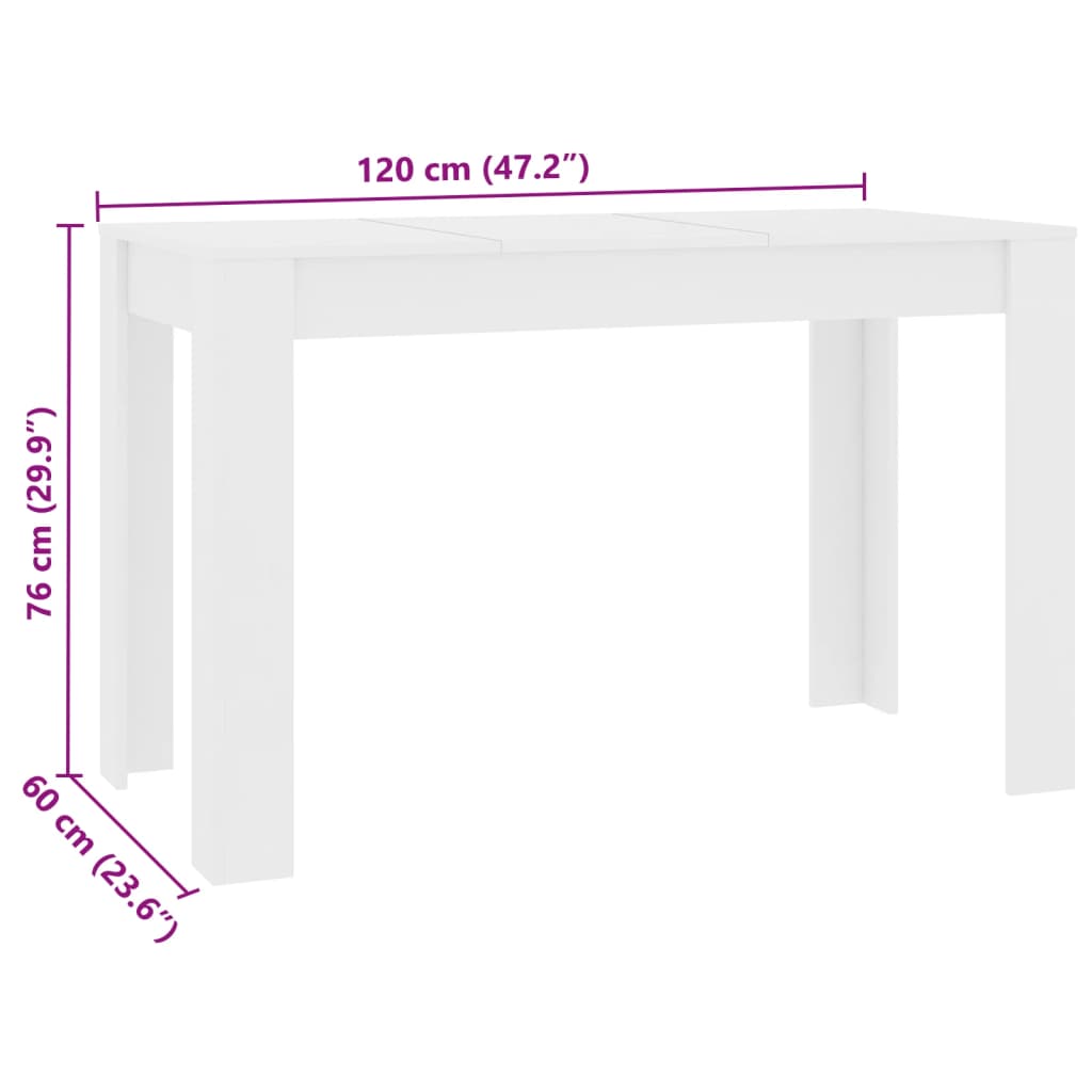 Mesa de comedor de madera de ingeniería blanco 120x60x76 cm vidaXL