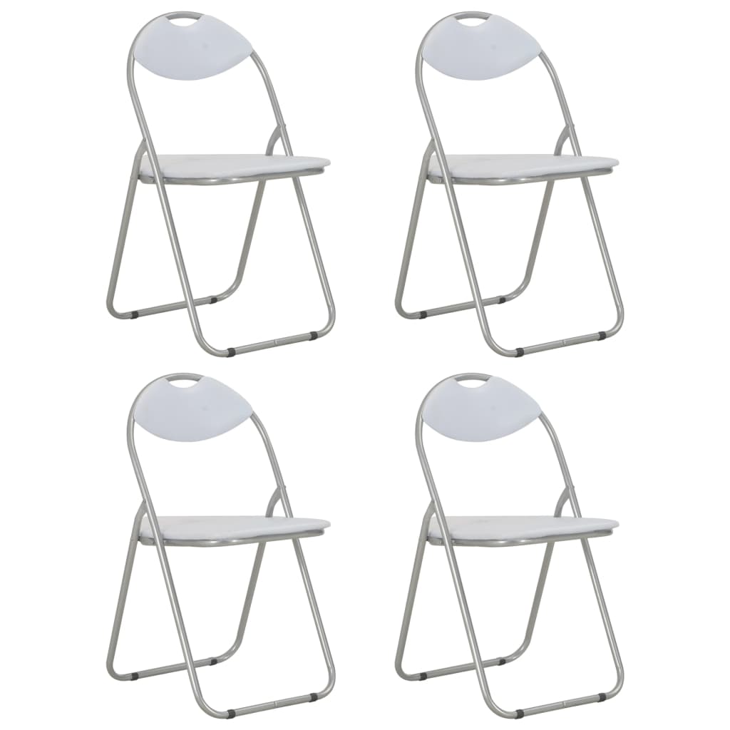 Vetonek Sillas de comedor plegables 4 unidades cuero sintético blanco