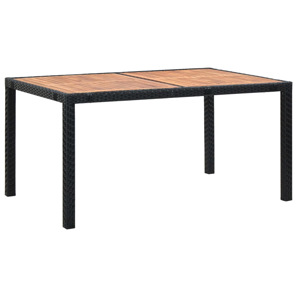 Set comedor de jardín 7 piezas ratán sintético y madera negro vidaXL