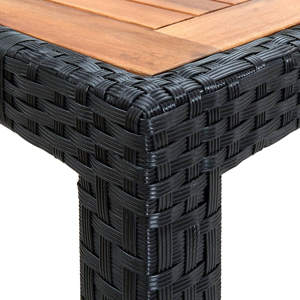 Set comedor de jardín 7 piezas ratán sintético y madera negro vidaXL