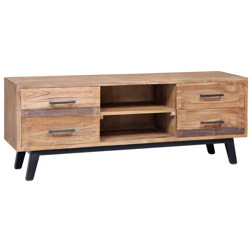 Vetonek Mueble para TV de madera maciza de teca 120x30x45 cm 