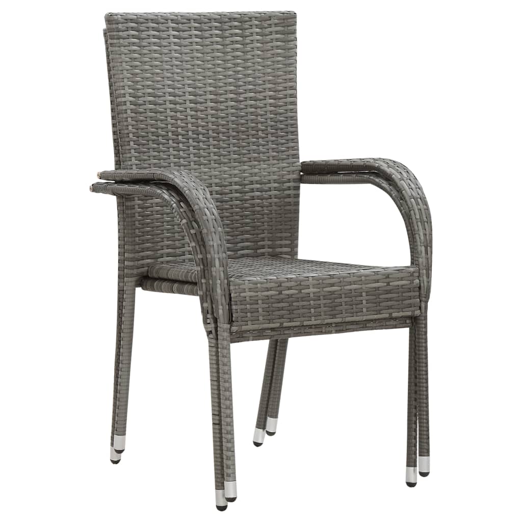 Chaises de jardin empilables 2 unités gris synthétiques