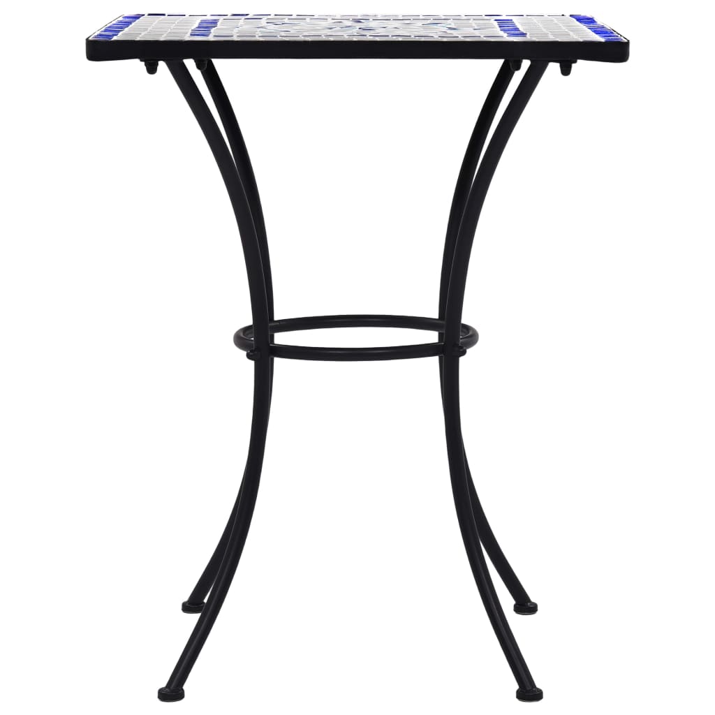 Table de mosaïque pour cafétéria en céramique bleu et blanc 60 cm