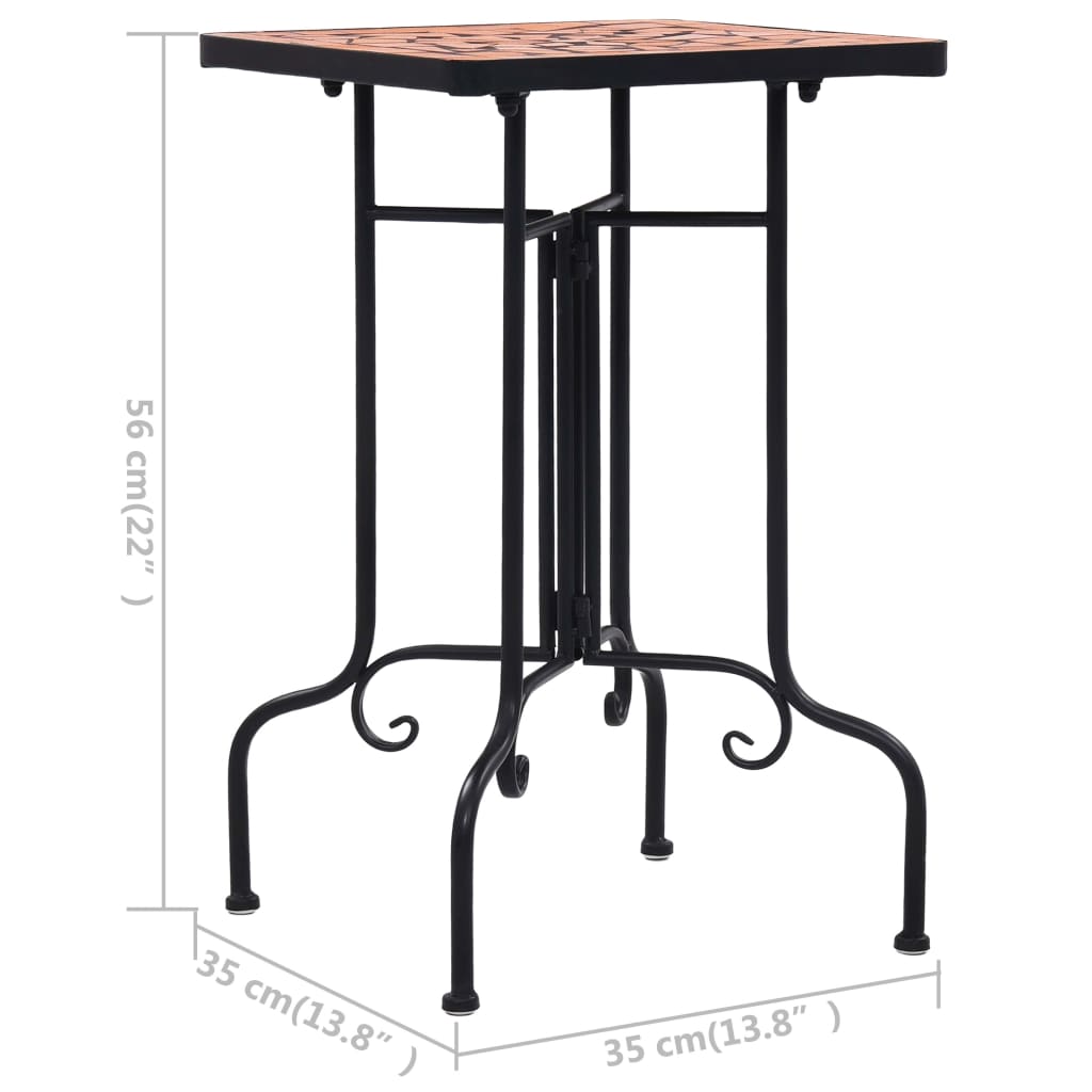 Mesa auxiliar de mosaico cerámica terracota vidaXL