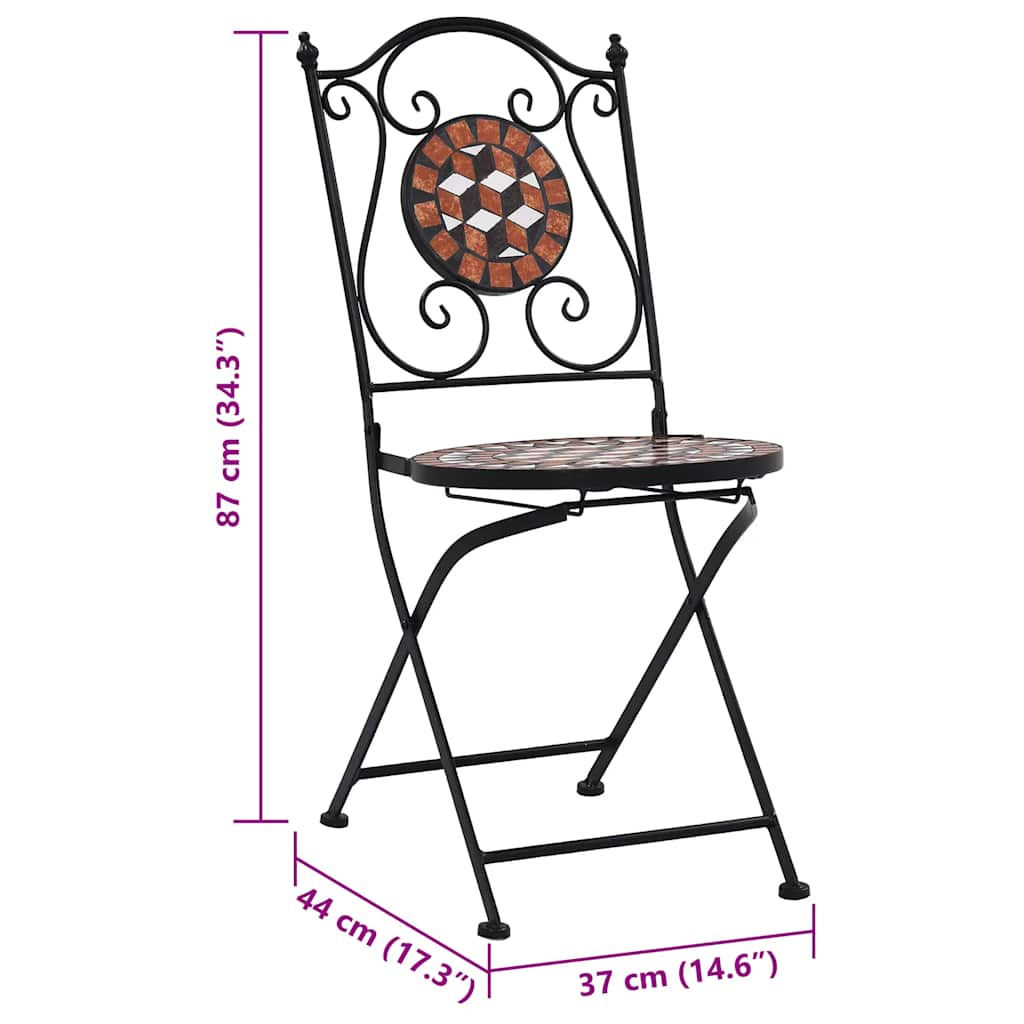 Sillas bistró de mosaico 2 unidades cerámica marrón vidaXL