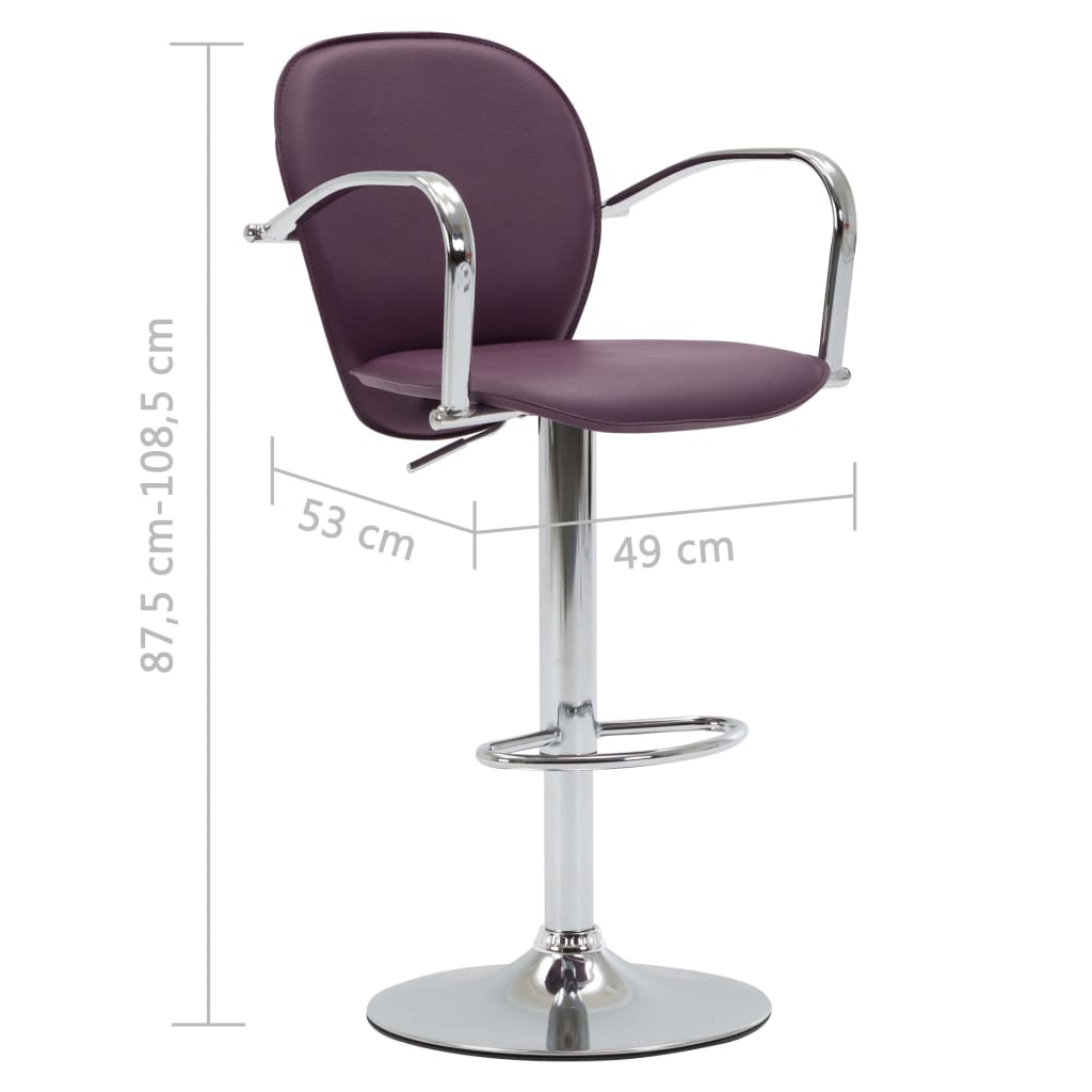 Taburetes cocina con reposabrazos 2 uds cuero sintético morado vidaXL