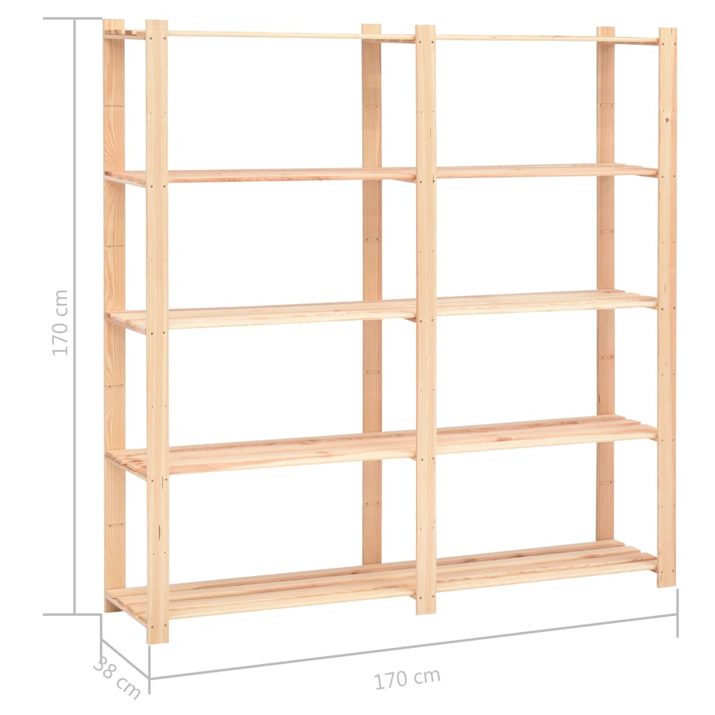 Storage shelf 5 levels wood solid pine 500 kg