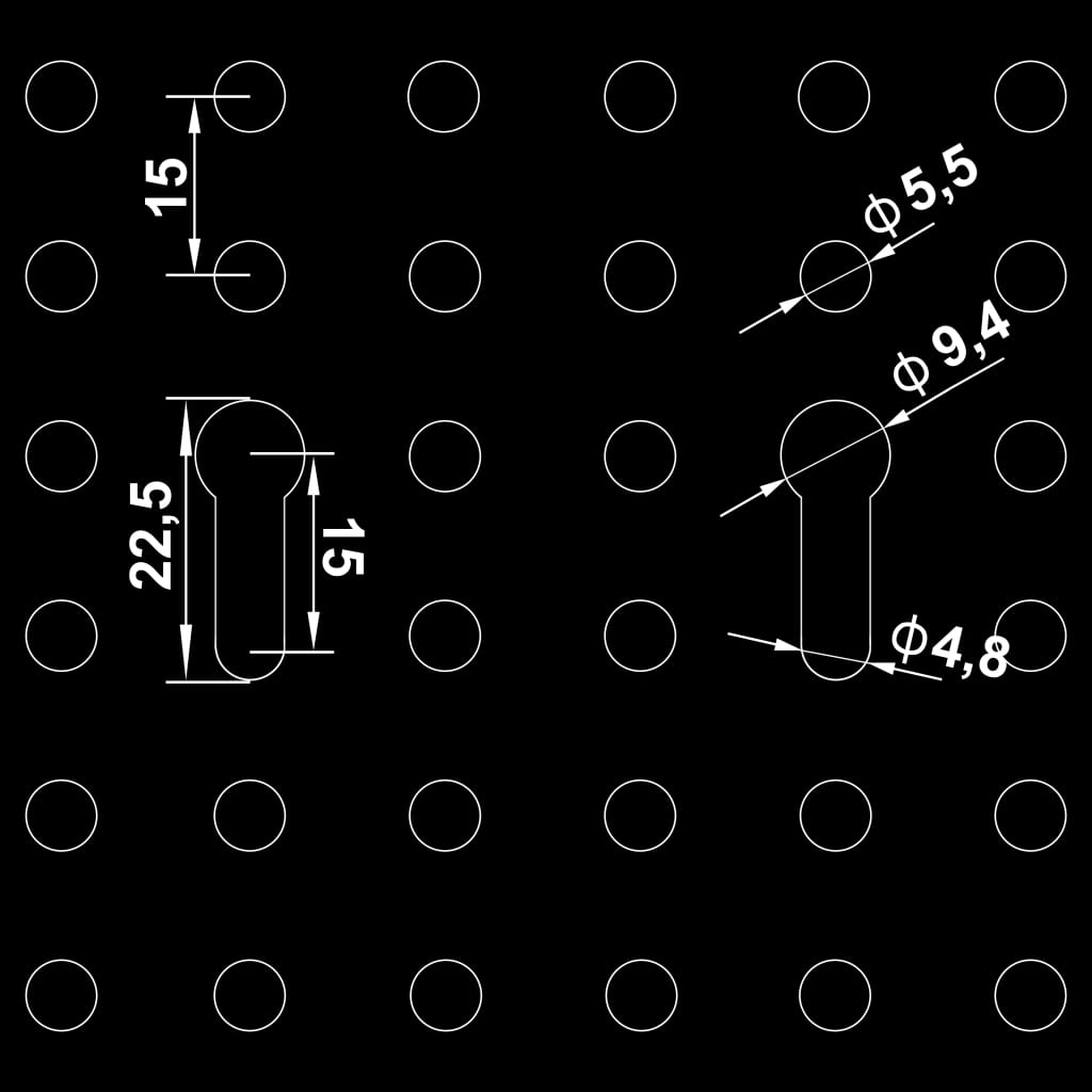 Tableros de clavijas para pared 3 unidades acero 40x58 cm