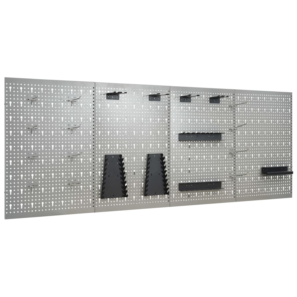 Vetonek Tableros de clavijas para pared 4 unidades acero 40x58 cm