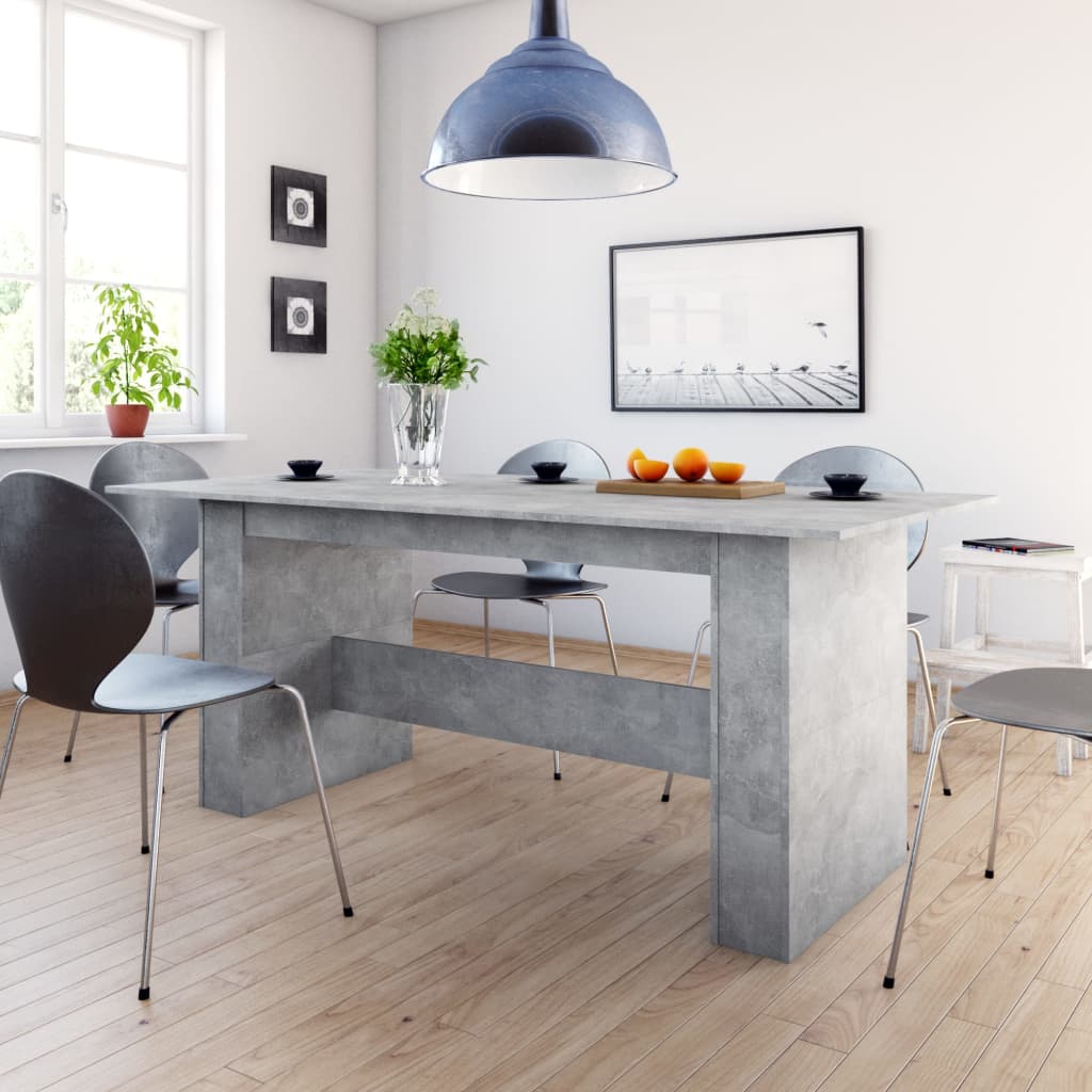 Vetonek Mesa de comedor madera de ingeniería gris hormigón 180x90x76 cm