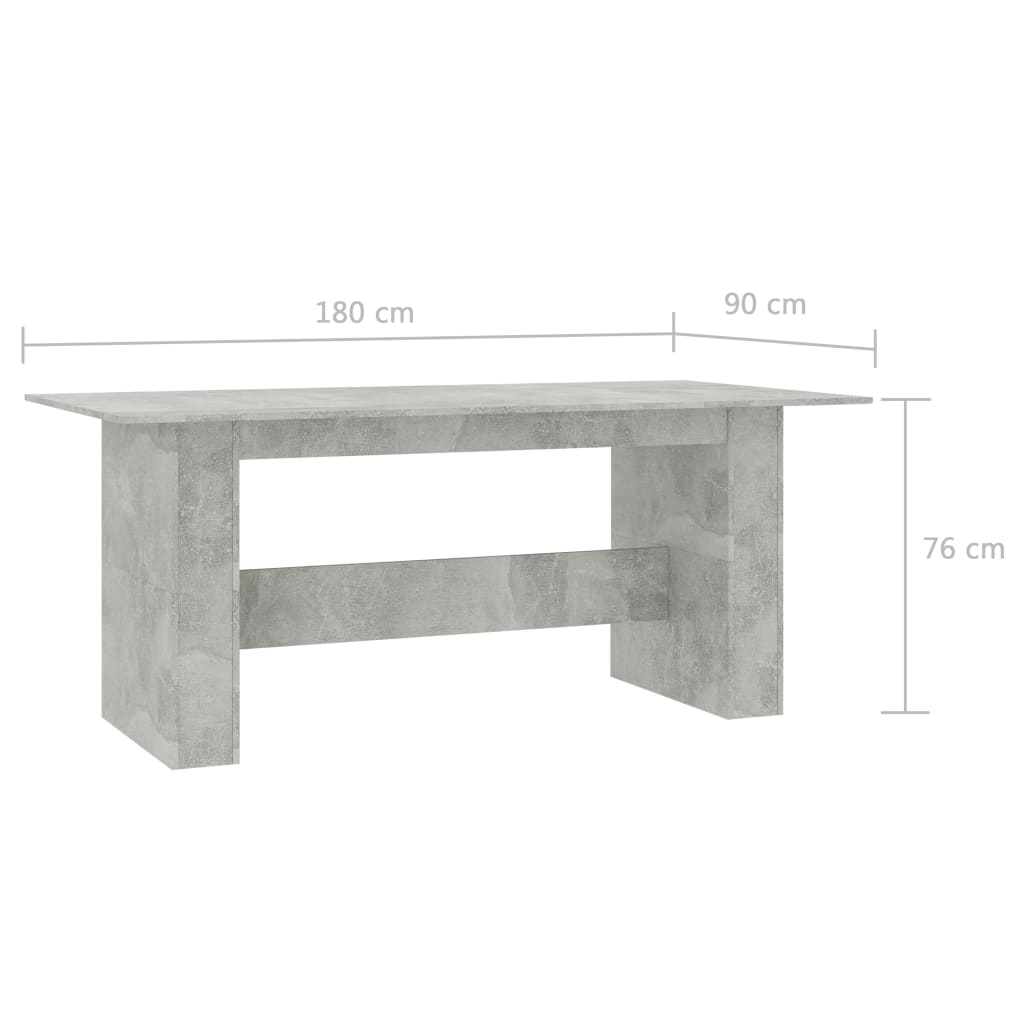 Mesa de comedor madera de ingeniería gris hormigón 180x90x76 cm vidaXL