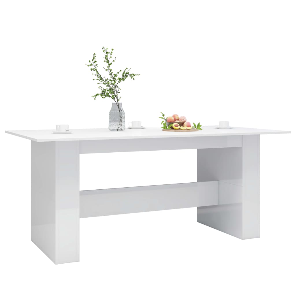 Dining table white engineering shine 180x90x76 cm