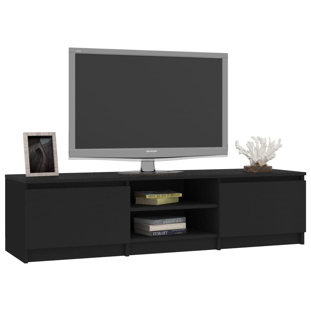 Mueble de TV madera negro 140x40x35,5 cm