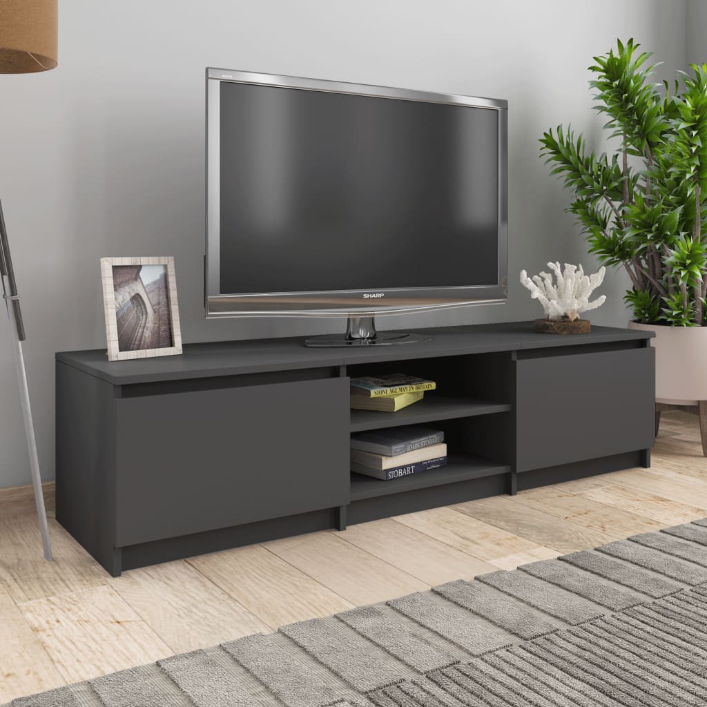 Vetonek Mueble de TV madera contrachapada gris 140x40x35,5 cm