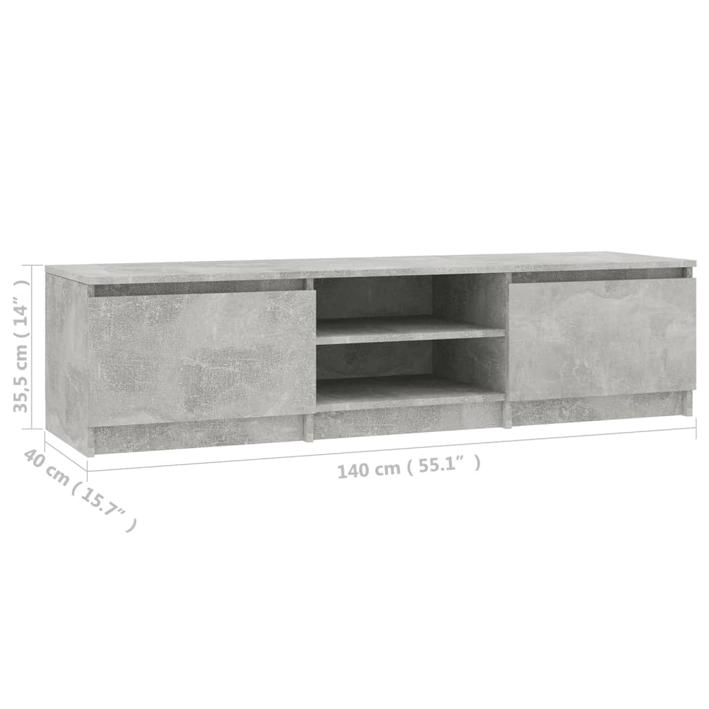 Mueble de TV madera gris hormigón 140x40x35,5 cm vidaXL