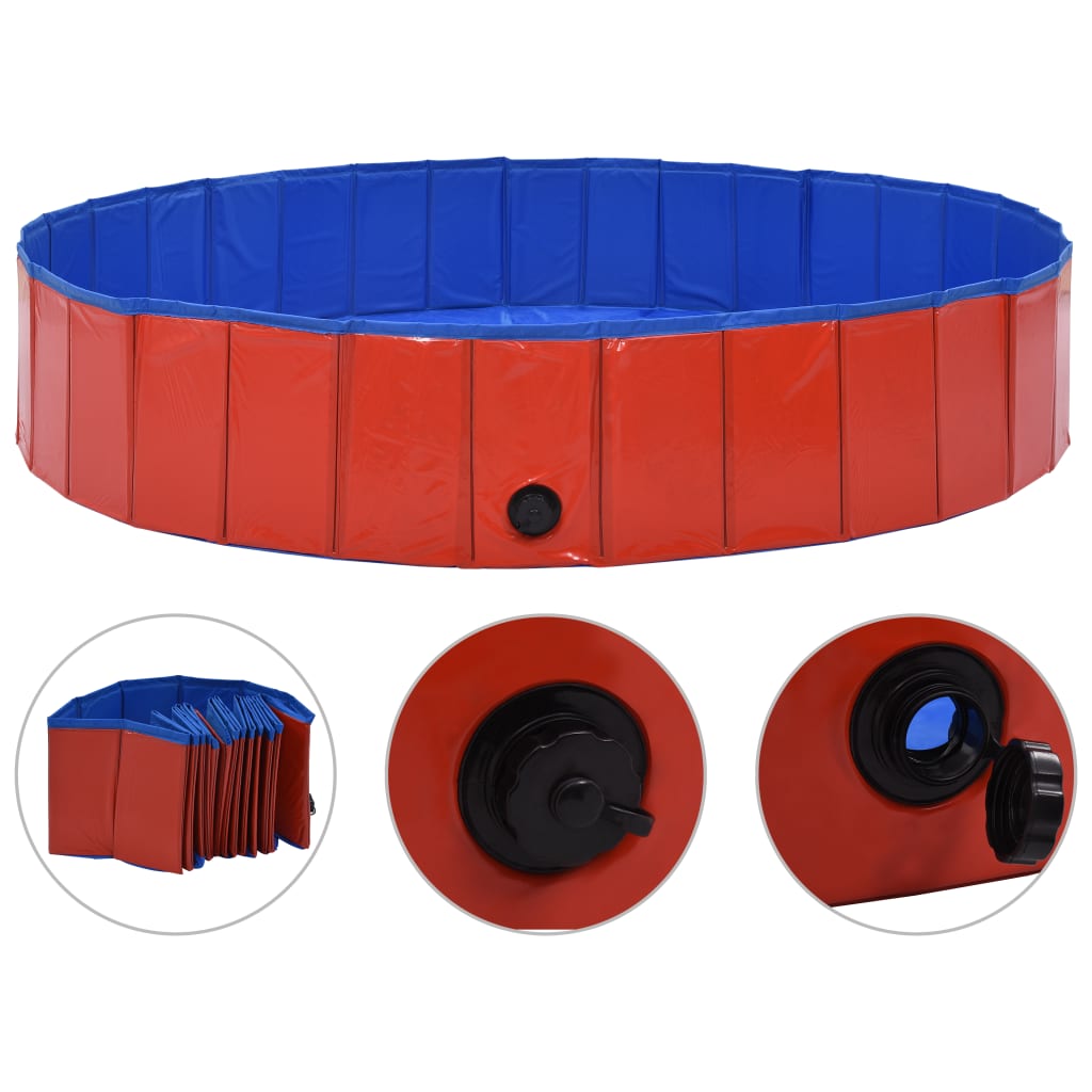 Piscina para perros plegable PVC rojo 160x30 cm vidaXL