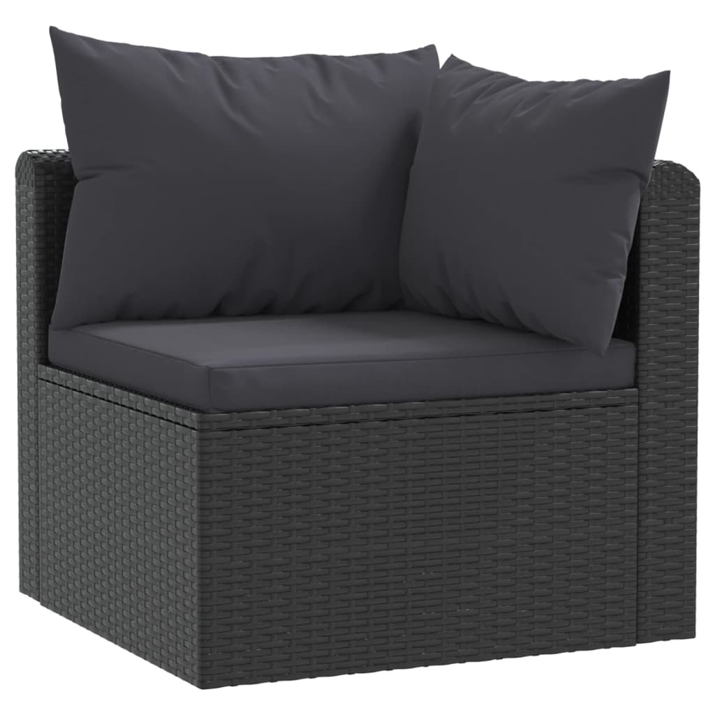Set de muebles de jardín 9 pzas y cojines ratán sintético negro v3752 - Vetonek