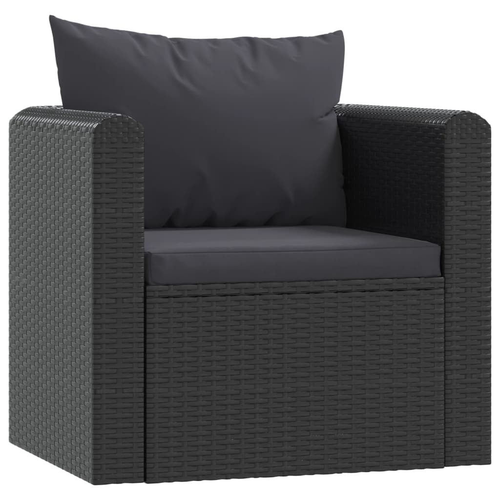 Sillón con cojines de ratán sintético negro vidaXL