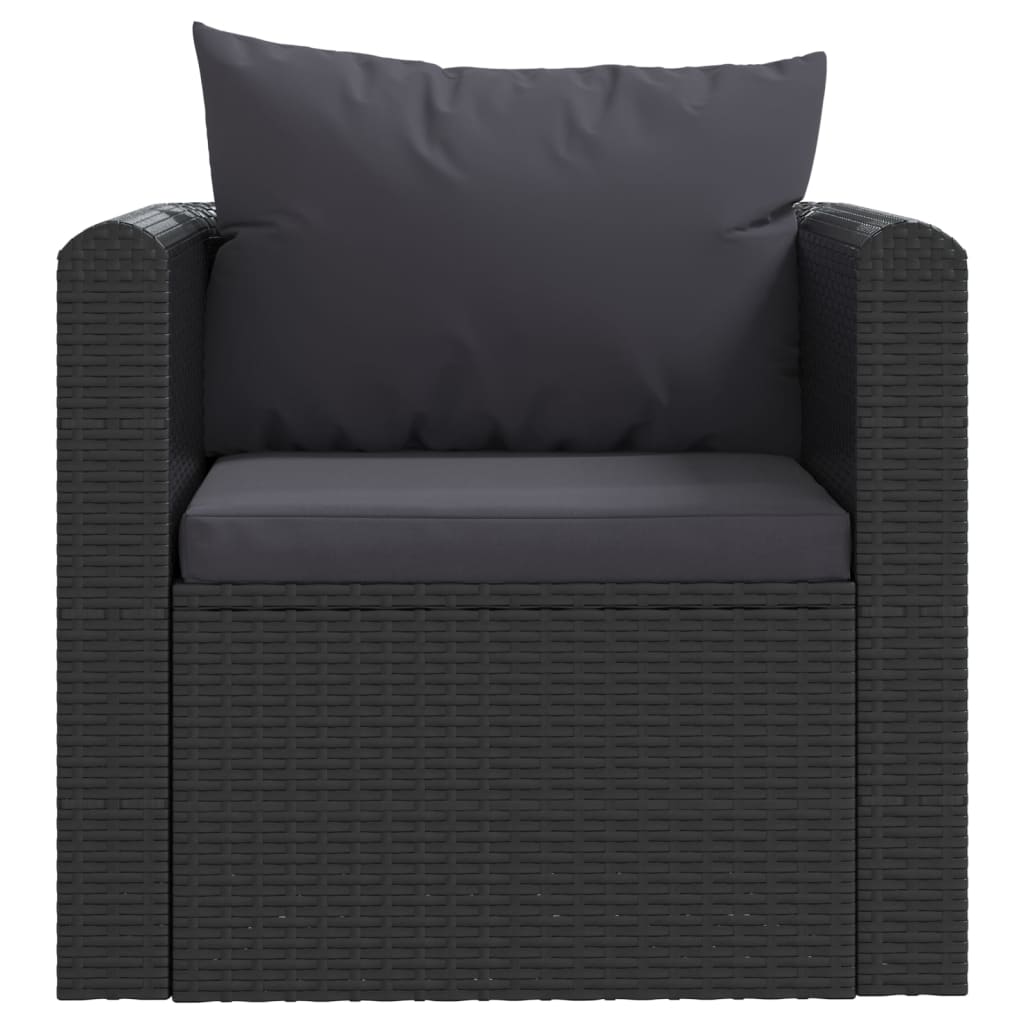 Sillón con cojines de ratán sintético negro vidaXL