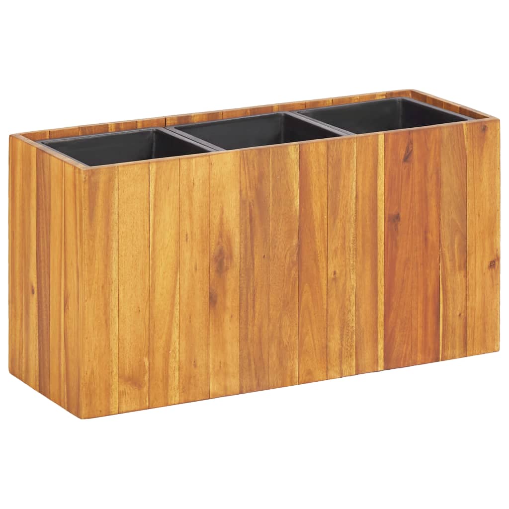 Parterre de fleurs avec 3 pots de fleurs en bois d'acacia massif v3967 Vetonek