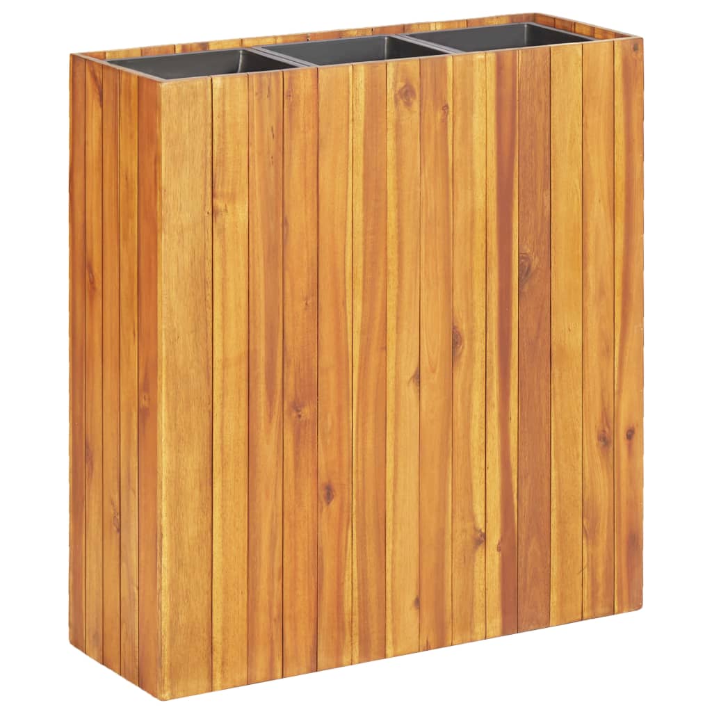 Parterre de fleurs avec 3 pots de fleurs en bois d'acacia massif v3974 Vetonek