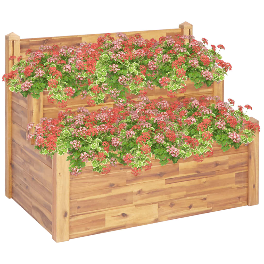 Jardinière à 2 étages en bois d'acacia massif 110x75x84 cm v4063 Vetonek