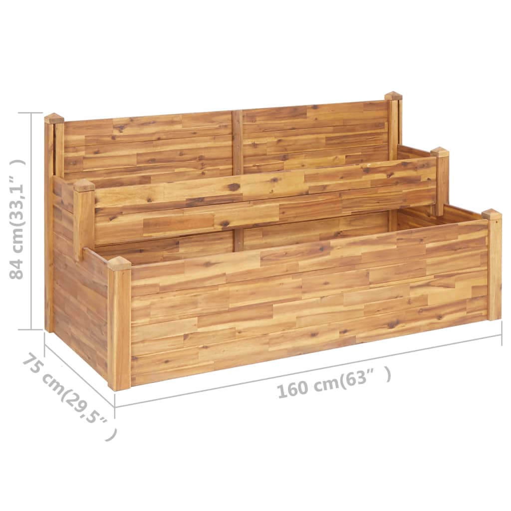 2 níveis jardineiro maciza madeira de acacia 160x75x84 cm