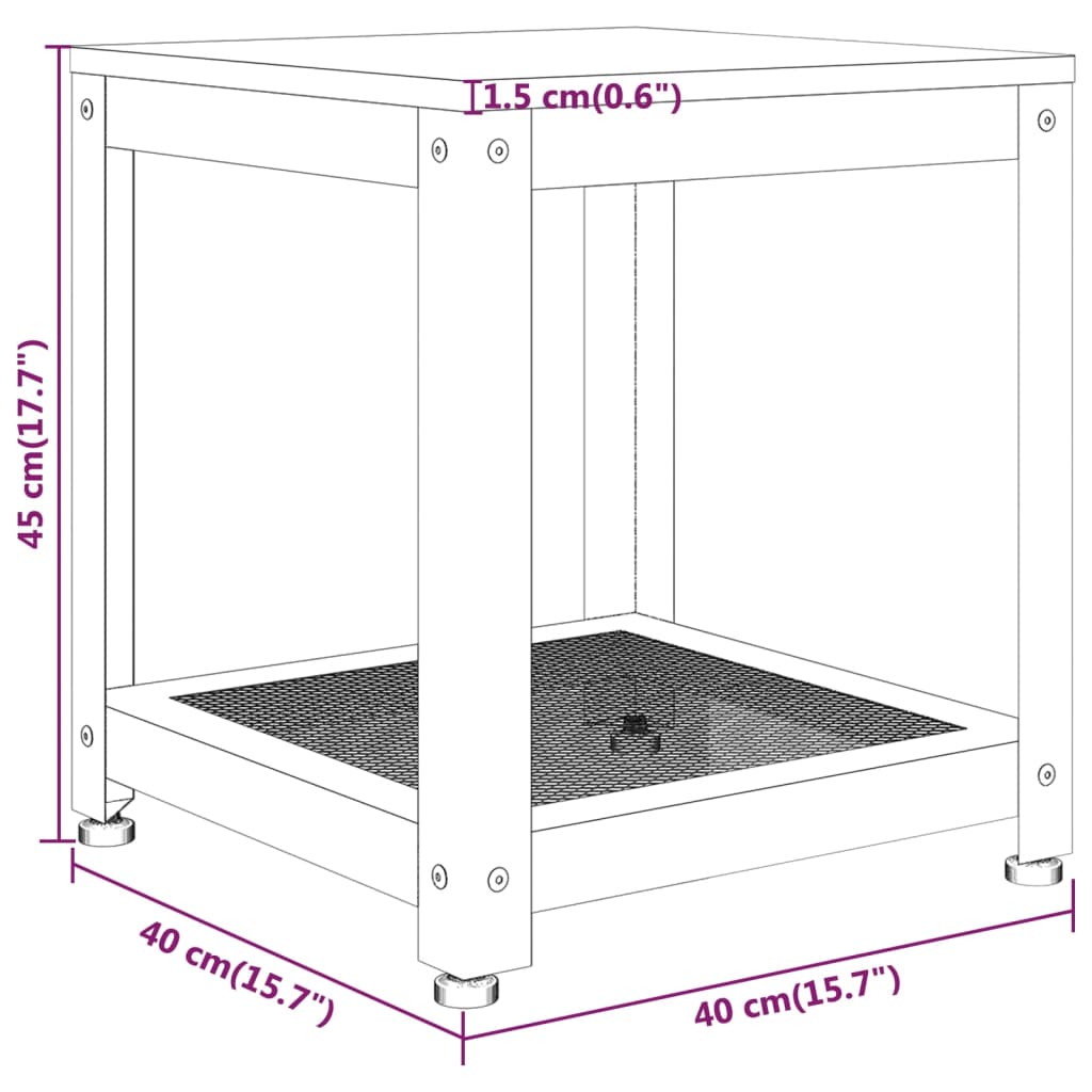 Tavolo ausiliario MDF e ferro grigio e nero 40x40x45 cm