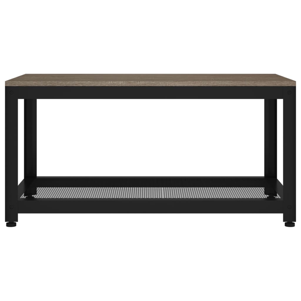 Mesita auxiliar MDF y hierro gris y negro 90x45x45 cm