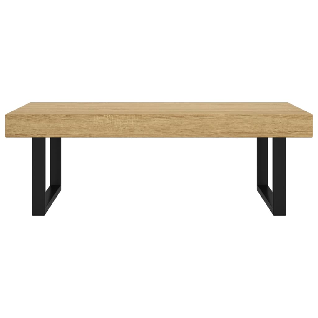 Mesa de centro MDF y hierro marrón claro y negro 120x60x40 cm