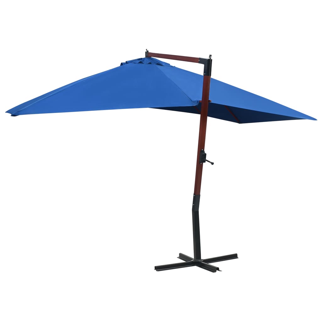 Hanging garden umbrella with 4x3 m blue wooden stick