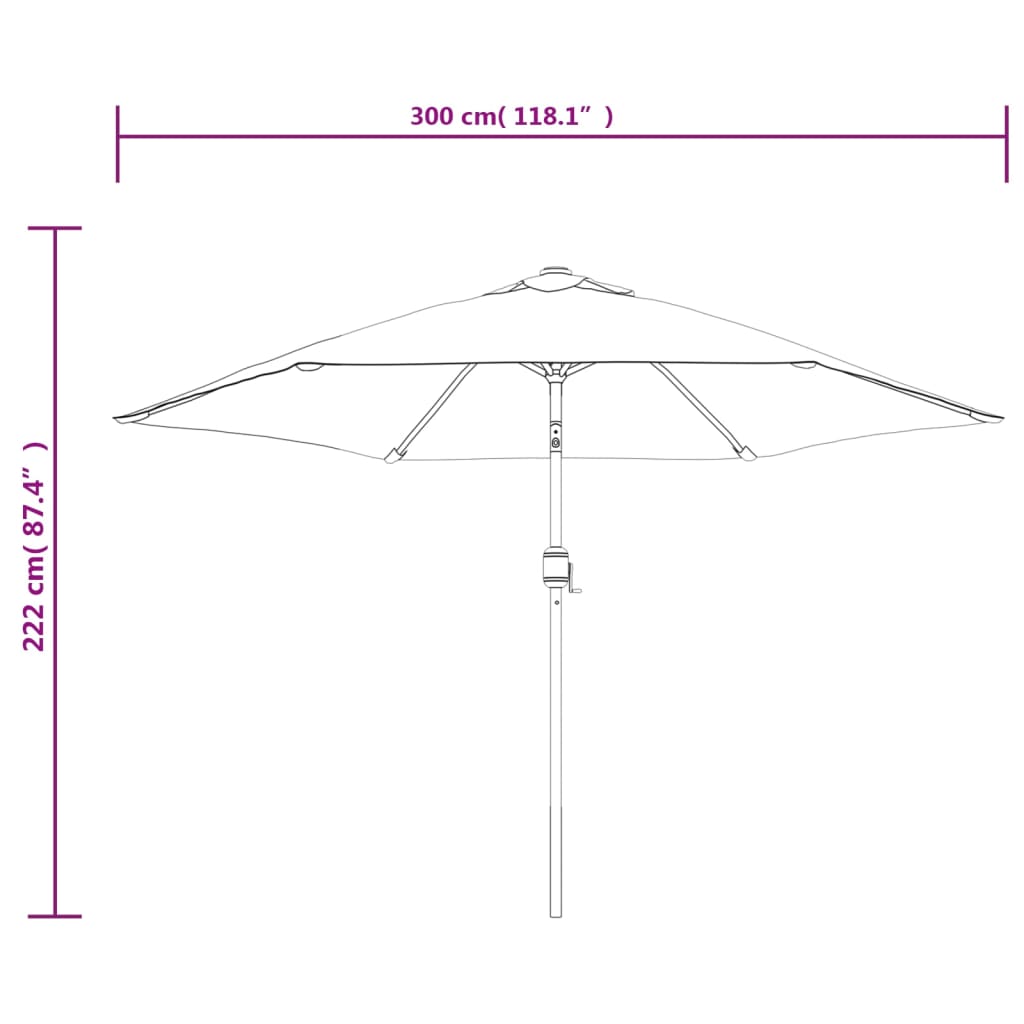 Sombrilla de jardín con palo de metal negro 300 cm