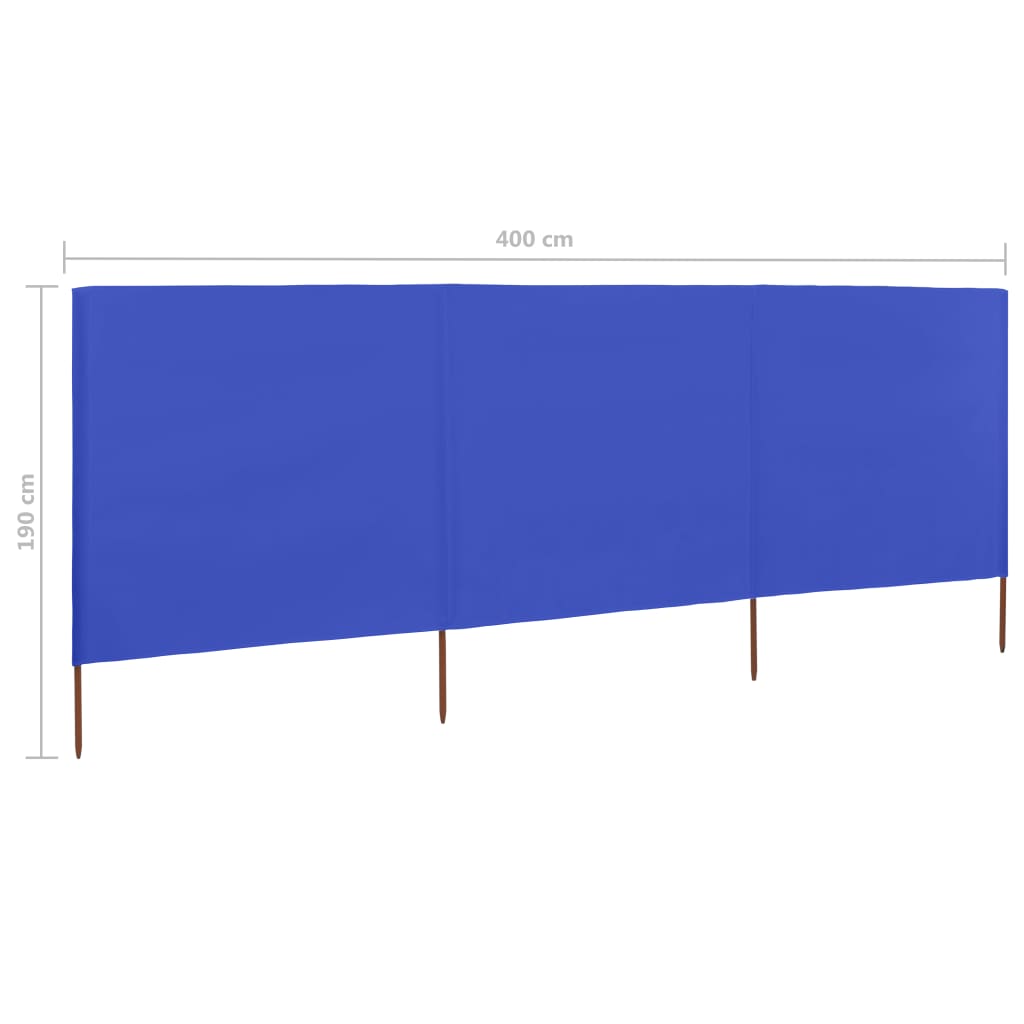 3 panel beach paravities Celeste blue 400x160 cm