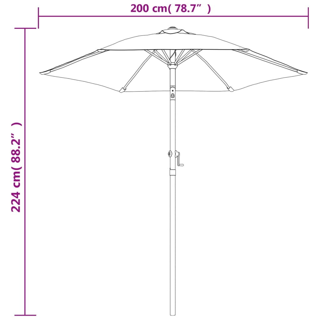 Umbrella de alumínio de Bordeaux 200x224 cm