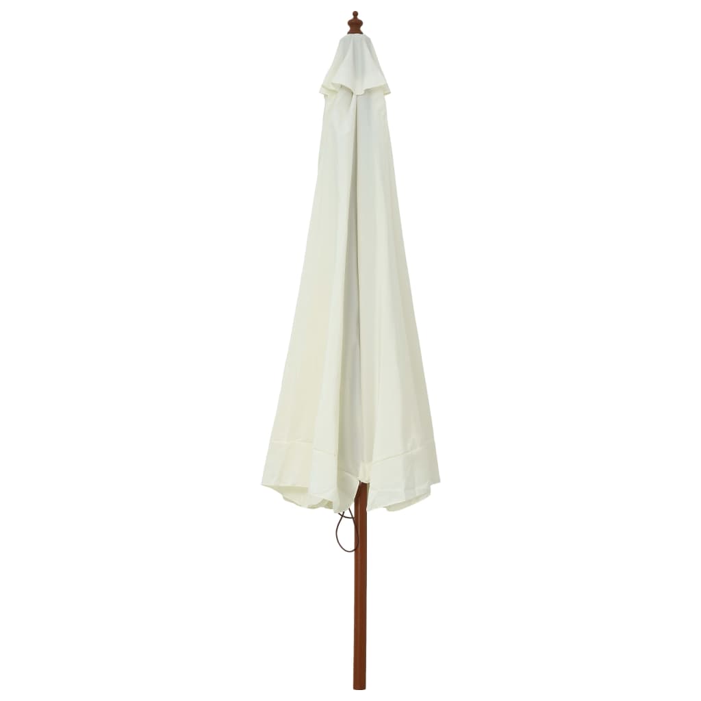 Parapluie de jardin avec bâton de bois blanc 330 cm